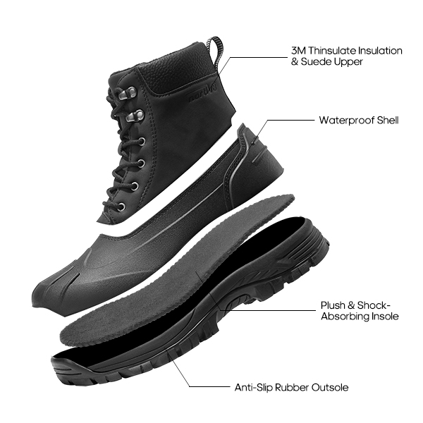 Men's Insulated Snow Winter Boots - BLACK - 6